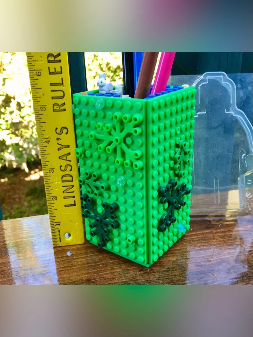LEGO Building Blocks Lot DIY Desk Cup Pen Holder Bracelet Clear Minifigure Mold